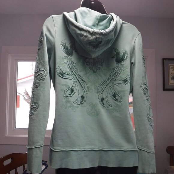 Vertigo Paris Fleur de Lys Hoodie in moss green size Medium - Picture 1 of 7